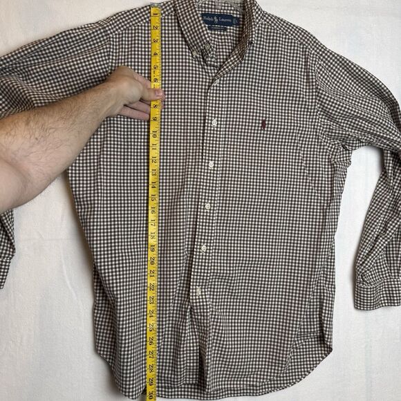 Ralph Lauren‎ Polo Shirt Mens Large Brown Red Pony Button Up Classic Fit Cotton - Picture 7 of 8